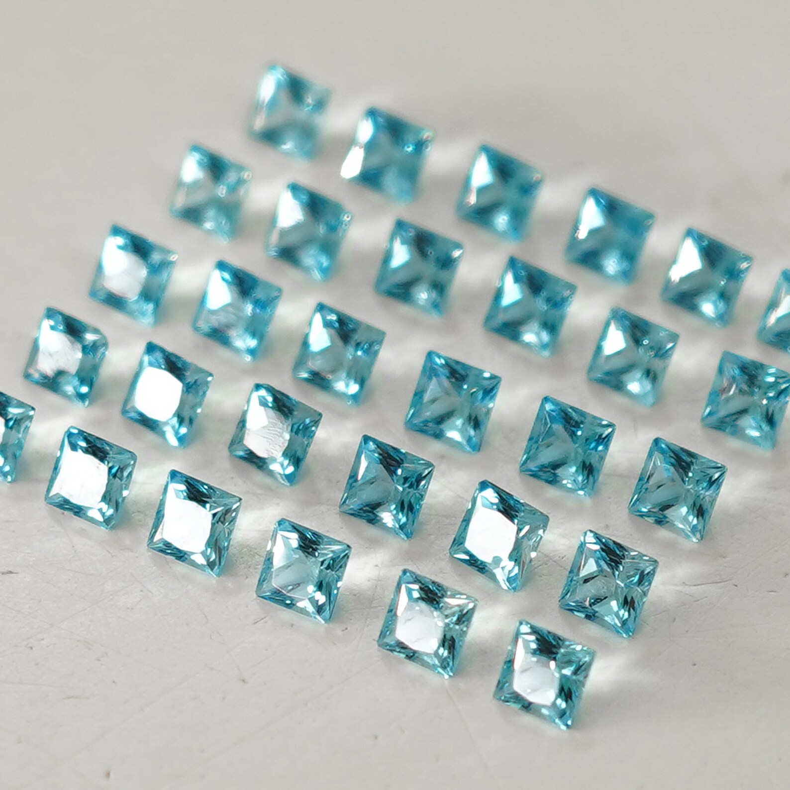Natural Swiss Blue Topaz Square Princess Cut, 2-4mm Size Topaz Square ...