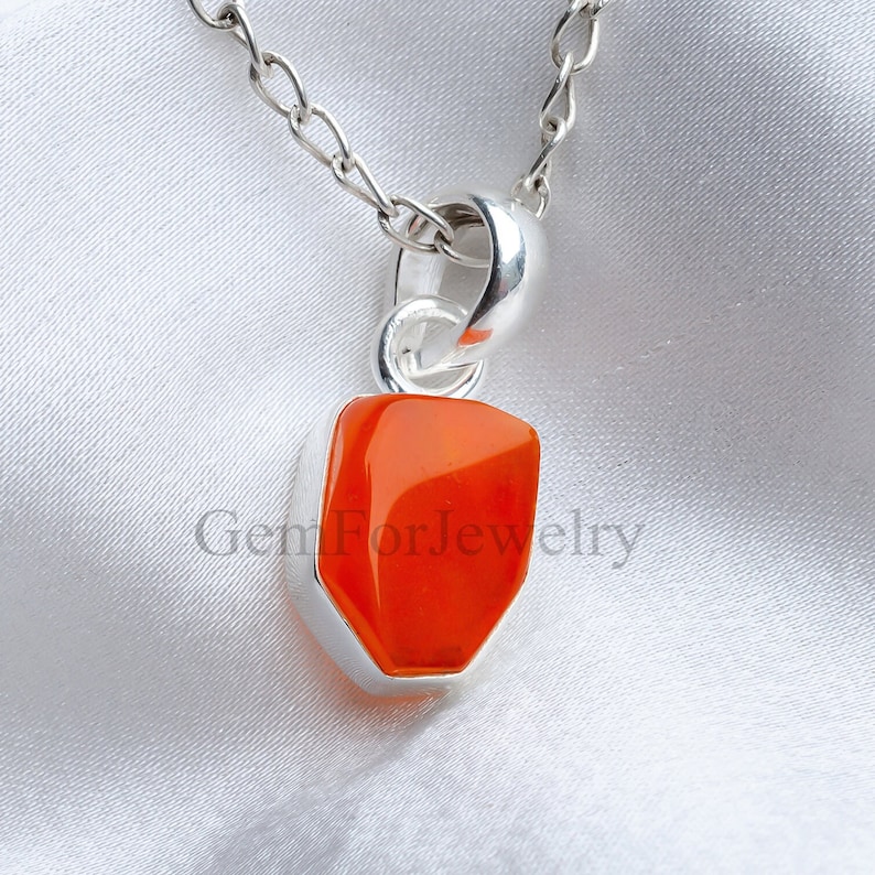 Mexican Opal Pendant, Orange Fire Opal Pendant, Uncut Polished Opal ...