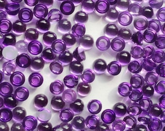 AAA Amethyst Cabochons Round, Fine Natural Amethyst, Natural Cabs Round 2, 2.5, 3, or 4mm, Purple Round Cabochon, TWO (2) PIECES