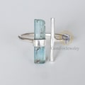 Raw Aquamarine Bar Ring, Adjustable Aqua Silver Stick Ring, March Birthstone Jewelry, Aquamarine Stick, Silver Handmade Ring, Birthday Gift product logo