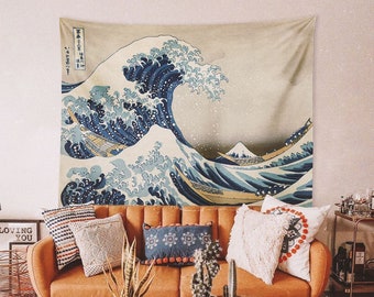 The Great Wave off Kanagawa Tapestry, Japanese Wall Hanging (59ʺ x 37.5ʺ)