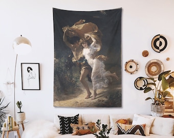 Pierre Auguste Cot The Storm Wall Tapestry, Fabric Wall Hanging Art, Contemporary Wall Art, Tapestry Decor,Vintage Christmas Decor, Fine Art