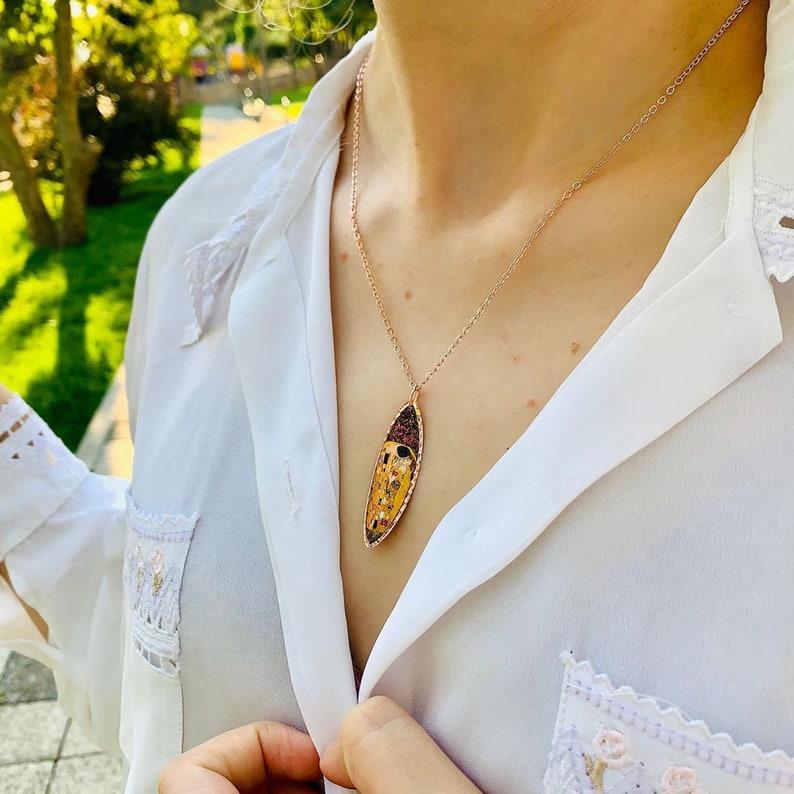 Gustav Klimt The Kiss Necklace Handmade art necklace gift for her art necklaces