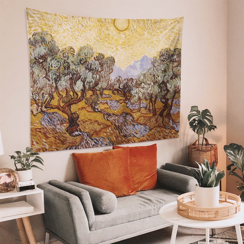 Van Gogh Olive Trees Wall Tapestry Wall Hanging Art Van Gogh Etsy