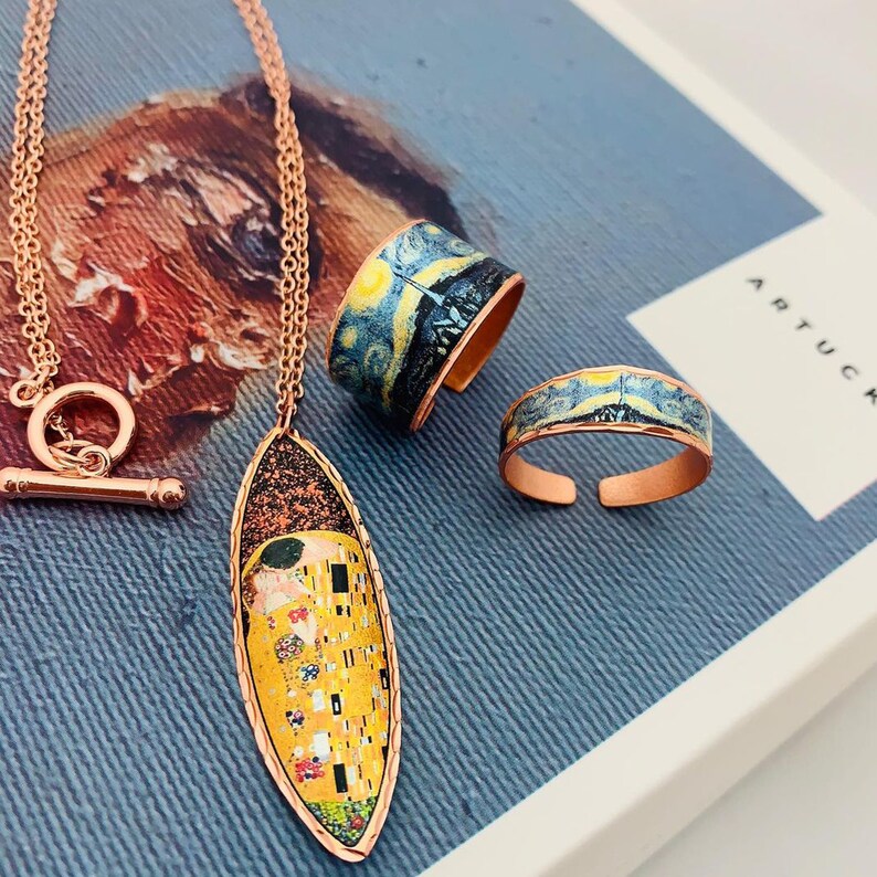 Gustav Klimt The Kiss Necklace Handmade art necklace gift for her art necklaces