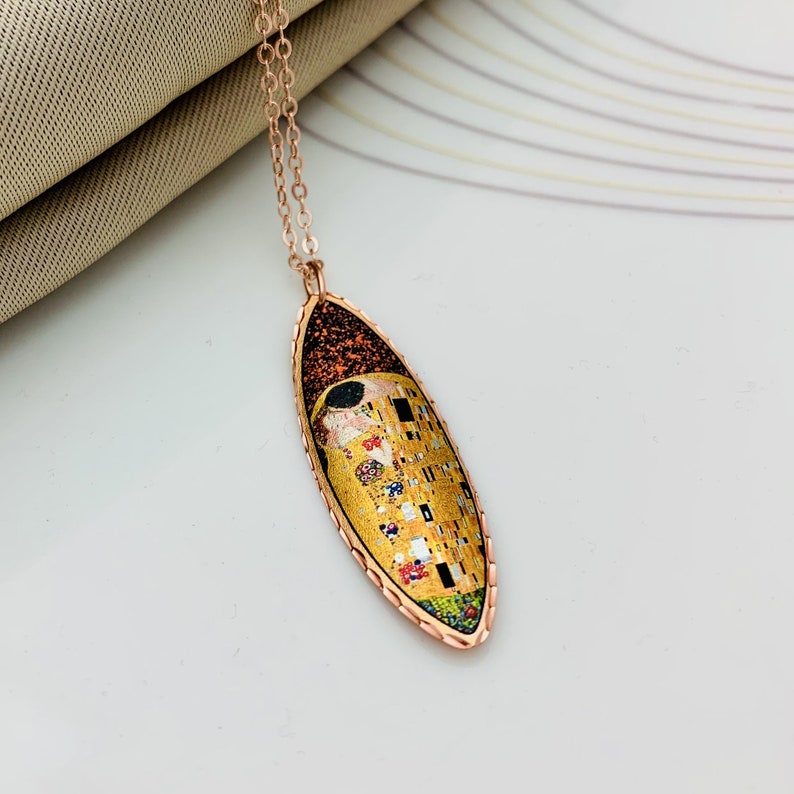 Gustav Klimt The Kiss Necklace Handmade art necklace gift for her art necklaces