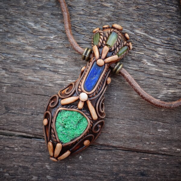 Uvarovite Garnet Lapis Lazuli and Green Tourmaline