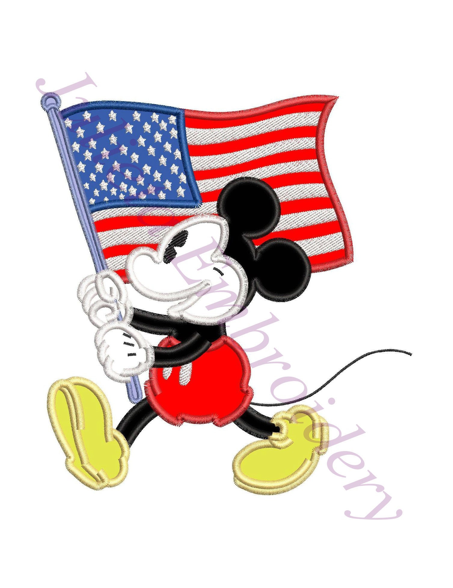 Mickey Mouse With American Flag Applique Design INSTANT | Etsy