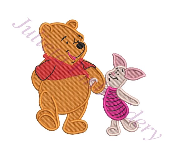 Winnie The Pooh With Piglet Fill Embroidery Design 01 Etsy