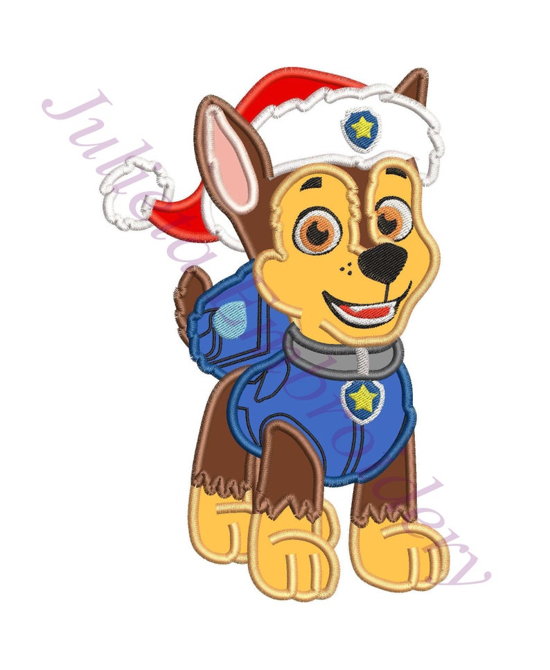Paw Patrol Chase Santa Christmas Applique Design INSTANT Etsy