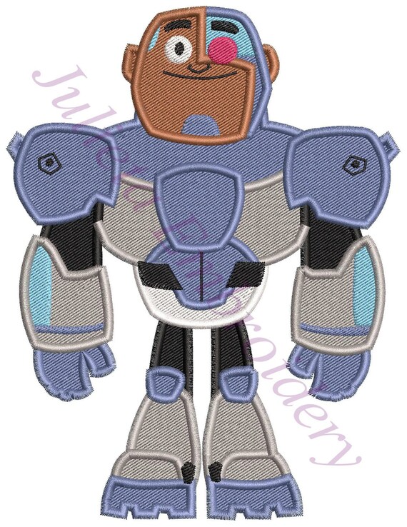 Cyborg Teen Titans Go Fill Embroidery Design 02 Instant Etsy