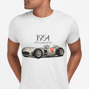 1954 Silver Arrow W196 Juan M Fangio Vintage Race Car Short-Sleeve  T-Shirt