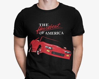 Retro 1991 Red Chevy Camaro T-Shirt - Heartbeat Of America Unisex Tee, Ring-Spun Cotton - View #10