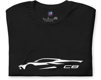 2023 Corvette C8 Outline 8th Gen Mid Engine Vette Gift Short-Sleeve T-Shirt