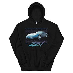 Chevy C4 Corvette ZR1 Unisex Hoodie - Black Automotive Themed Sweatshirt For Car Lovers - View #9