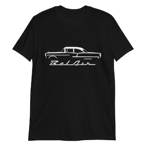 1955 Chevy 55 Belair Bel Air Outline Antique American Collector Car Gift Short-Sleeve  T-Shirt