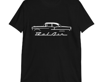 1955 Chevy 55 Belair Bel Air Outline Antique American Collector Car Gift Short-Sleeve Unisex T-Shirt