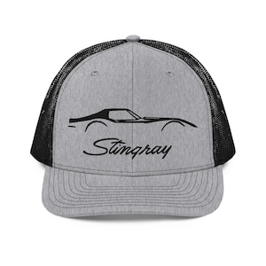 C3 Corvette Stingray Silhouette 3rd Gen Vette Driver Custom Gift Trucker Cap Embroidered Mesh Back Snapback Hat  - Gift Idea