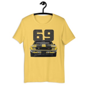 1969 Chevy Camaro RS Yellow Z28 Muscle Car Short Sleeve T-Shirt
