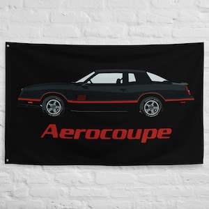 1987 モンテカルロ SS エアロクーペ アメリカンクラシックカークラブ カスタムガレージオフィス マンケイブバナーフラッグ 34.5インチ x 56インチ - ギフト