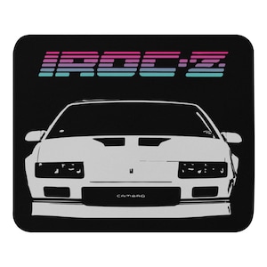 White Chevy Camaro IROC-Z Miami Theme Mouse pad