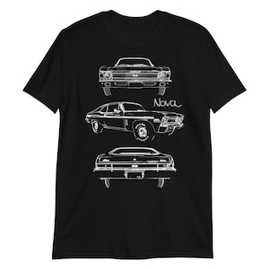 Koszulka z krótkim rękawem dla kolekcjonera samochodów Chevy Nova SS 427 z 1972 r.