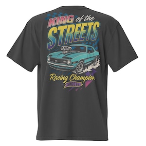 1969 Camaro SS Drag Racing Oversized Faded T-Shirt – Vintage Muscle Car Graphic Tee