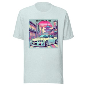 Tokyo Sunset R34 Skyline GT-R t-shirt for JDM Japanese Car Fans GTR Tee