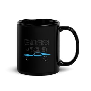 1969 Mustang Boss 429 Fastback Rare Blue Muscle Car Hot Rod Collector Cars Black Glossy Mug
