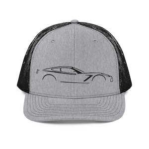 Corvette C7 Outline 7th Generation Vette Owner Gift Trucker Cap Embroidered Mesh Back Snapback Hat