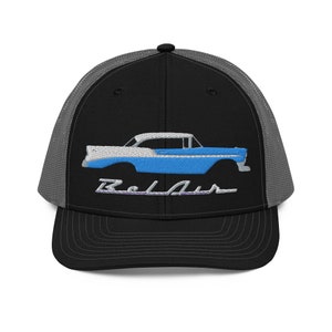 Cappellino da camionista Belair, Chevrolet Bel Air turchese del 1956, auto d&#39;epoca da collezione.