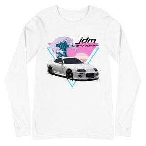 White Supra MK4 Vaporwave Japanese Aesthetic 90s JDM Tuner Unisex Long Sleeve Tee