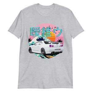 Vaporwave Japanese Aesthetic Skyline GTR R34 JDM Tuner Car Drift Racing Short-Sleeve  T-Shirt