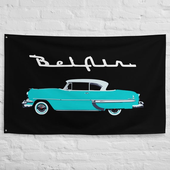 1954 Chevy Bel Air Turquoise Banner: Classic Car Flag (34.5