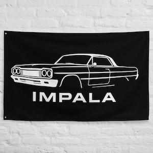 1964 Impala Wall Flag – Classic Lowrider Car Banner for Garage, Man Cave, or Car Show Display