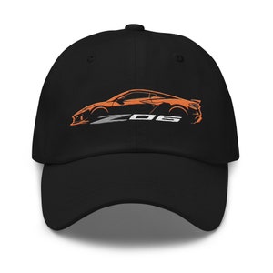 C8 Corvette Hat, Z06 Amplify Orange Silhouette, C8 Accessories, Car Lover Gift, C8 Z06 Sports Car Cap, Chevrolet Corvette Logo Cap