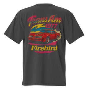 1977 Trans Am Oversized T-Shirt – Vintage Firebird Graphic Tee – Retro Muscle Car Shirt for Car Enthusiasts – Classic 70s Car Streetwear