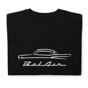 57 Bel Air Shirt, 1957 Chevy Tee, Belair Outline Antique American Collector Car Gift T-Shirt