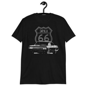 T-shirt à manches courtes Chevy Impala American Classic Car 66 1966