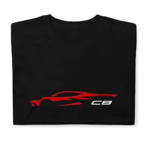 Red C8 Corvette Silhouette T-Shirt: 8th Gen Vette Fan Gift