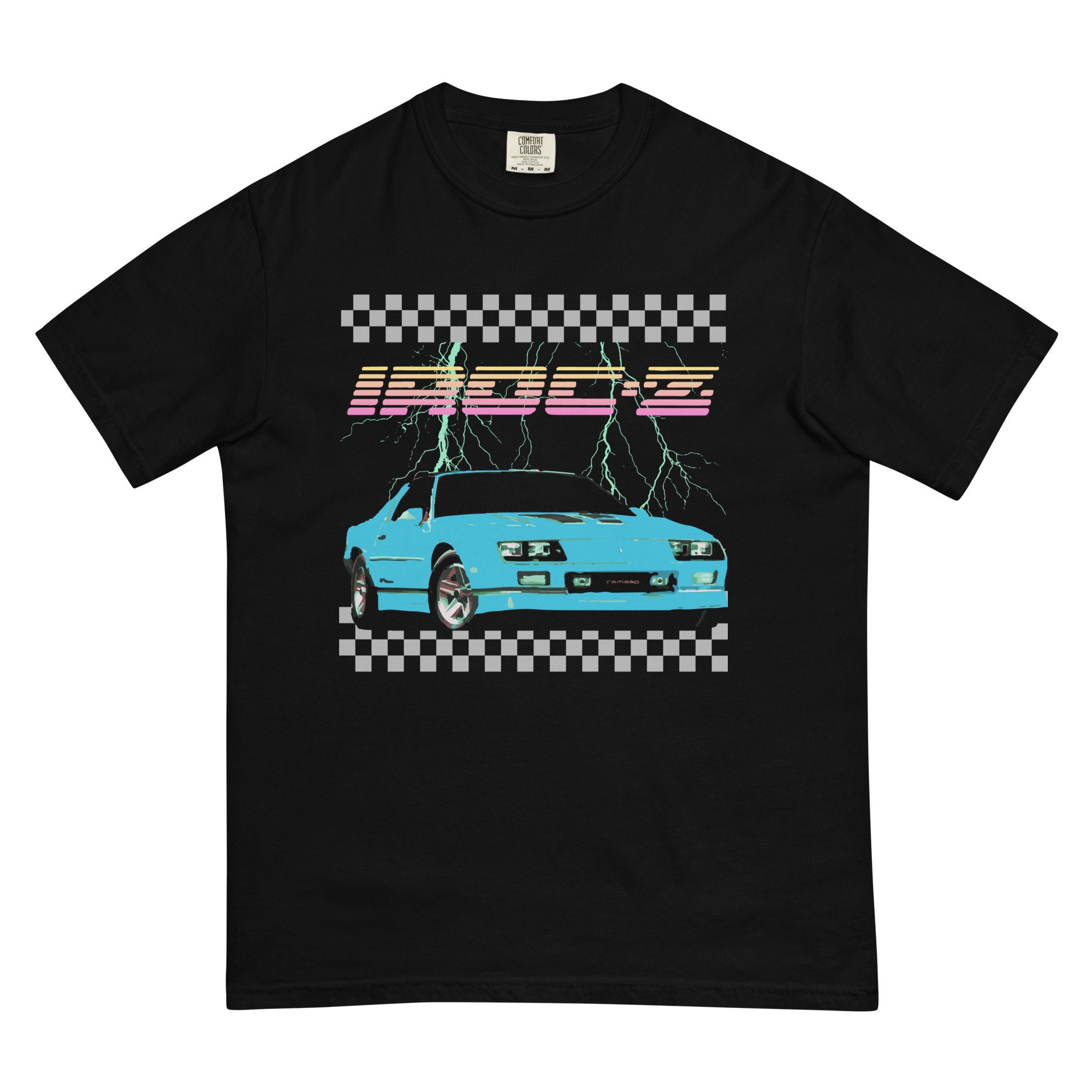 Retro Old School Car Graphic Tee Camaro Iroc-Z 80s Aesthetic Men’s garment-dyed heavyweight t-shirt