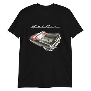 1957 Black 57 Chevy Bel Air Convertible Antique Car Short-Sleeve  T-Shirt