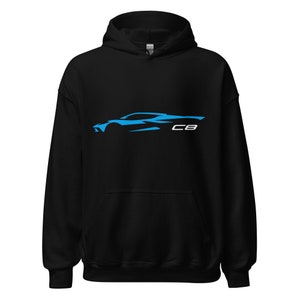 2022 2023 Corvette C8 Rapid Blue Outline 8e génération moteur central Vette - Sweat à capuche