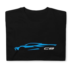 2023 Corvette C8 Outline Silhouette Rapid Blue 8e génération Mid Engine Gift Vette T-shirt à manches courtes