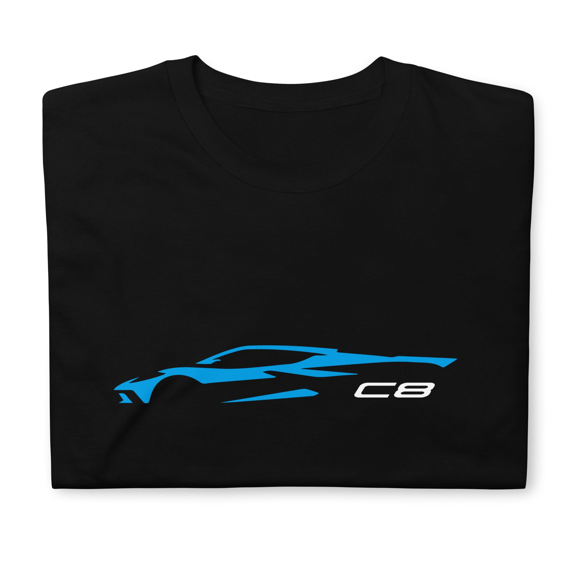 Corvette C8 T-Shirt: Rapid Blue 8th Gen Vette Outline