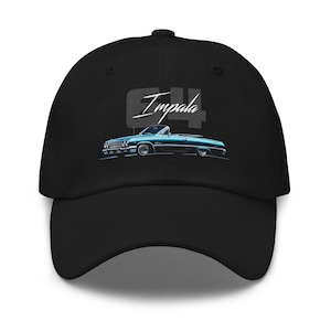 64 Impala Lowrider Dad Hat – Classic Blue Convertible Cap Gift for Car Lovers