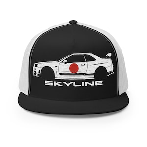 R34 Got-R Skyline Hut für JDM Car Enthusiasts Japanische Automobilkultur GTR Trucker Cap