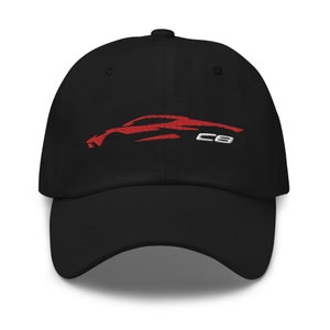 Casquette pour papa 2023 Corvette C8 Outline Silhouette 8e génération Mid Engine Mid Engine 2023 - Idée cadeau