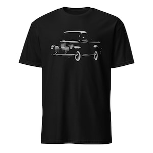 1945 Chevy Truck, Antique Pickup Art Short-Sleeve T-Shirt, Vintage Truck, Classic Car Lover Gift, Retro Tee, Old Chevy Pickup