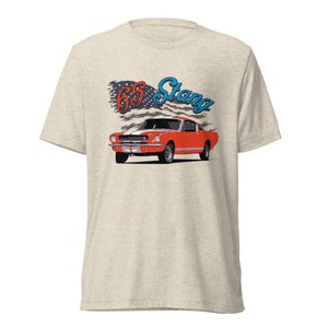 1965 Mustang Fastback American Classic Car Nostalgia tri-blend t-shirt